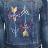 Patty Vizza Jacket, Embroidered Arrows, Blue Denim, XS