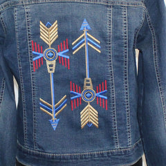 Patty Vizza Jacket, Embroidered Arrows, Blue Denim, XS