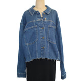 Patty Vizza Jacket, Embroidered Native American Symbols, Blue Denim, XXL