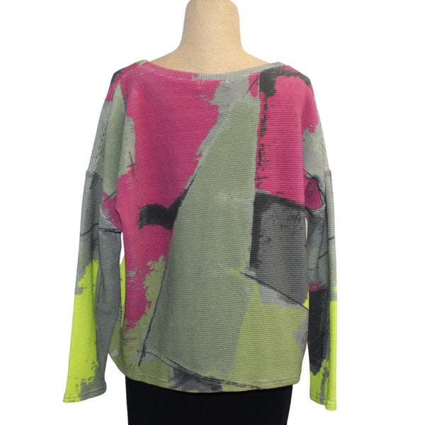 Andrea Geer Top With Scarf, Magenta/Olive/Lime/Grey XS/S