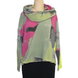 Andrea Geer Top With Scarf, Magenta/Olive/Lime/Grey XS/S