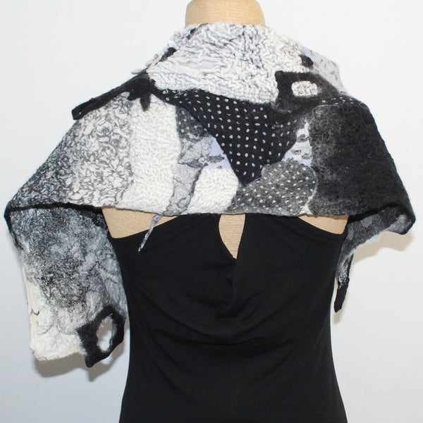 Beth Marx Collar Scarf, Black/White