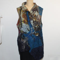 Beth Marx Vest, Navy Lace/Brown/Blue/Rust, S