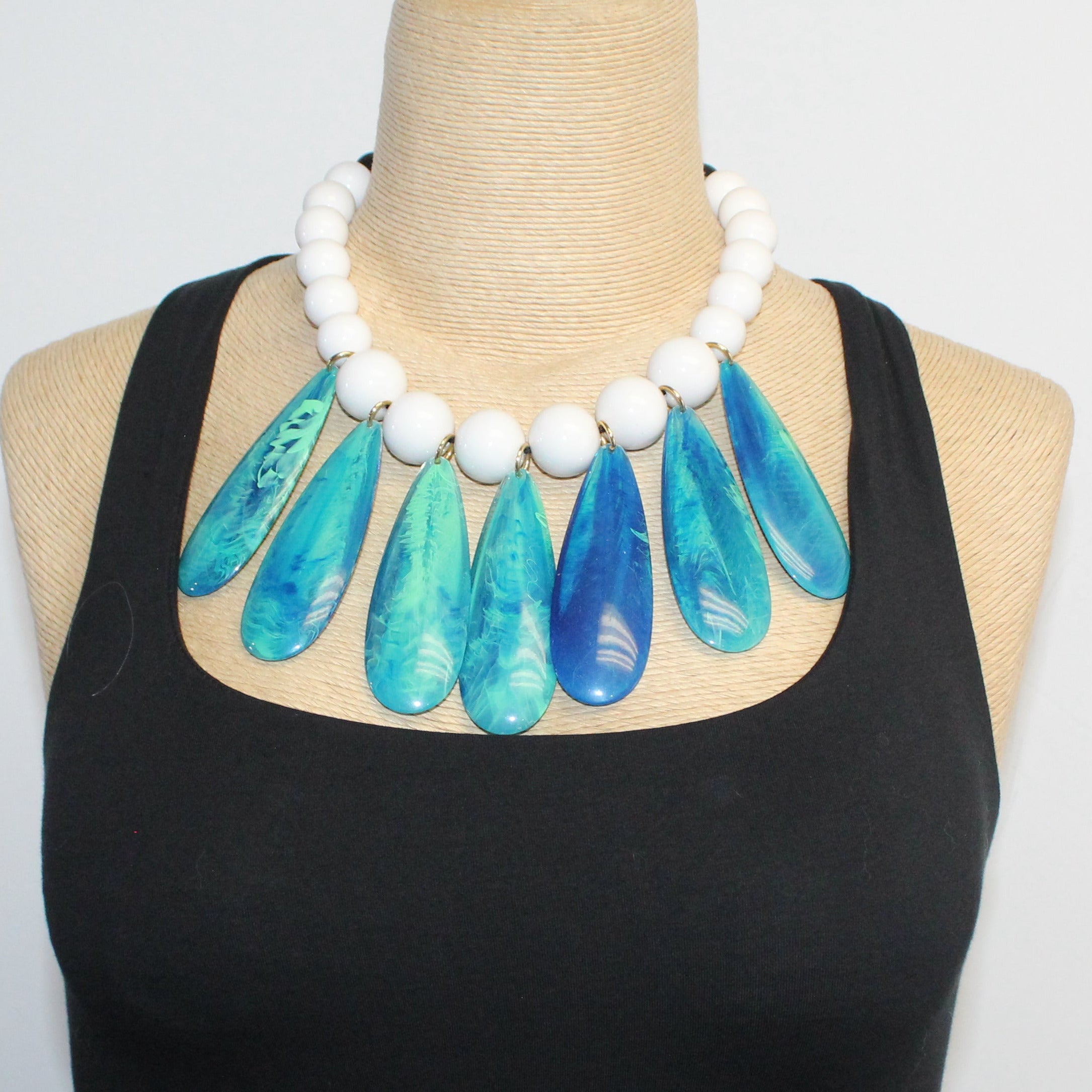 Michaela Malin Necklace, Marbled Turquoise & White