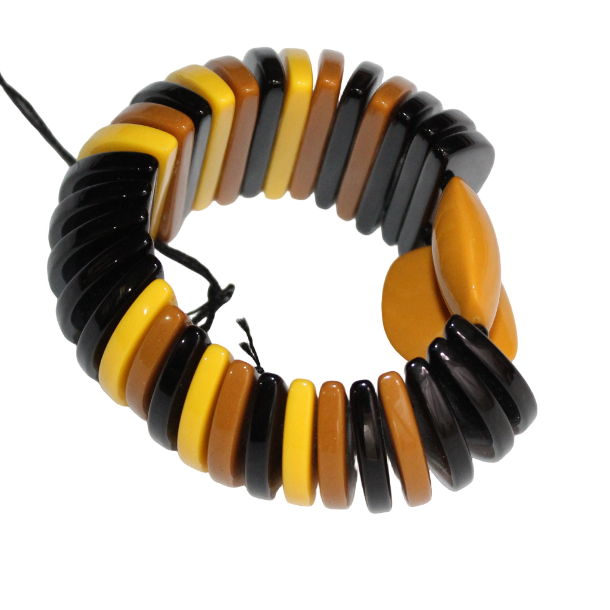 Michaela Malin Bracelet, Puglia Rajah, Black/Yellow/Brown