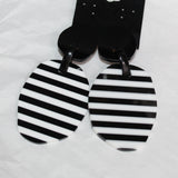 Michaela Malin Earrings, Clip, Black & White Stripes
