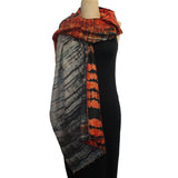 Neeru Kumar Shibori Scarf/Shawl, Orange/Black/Grey