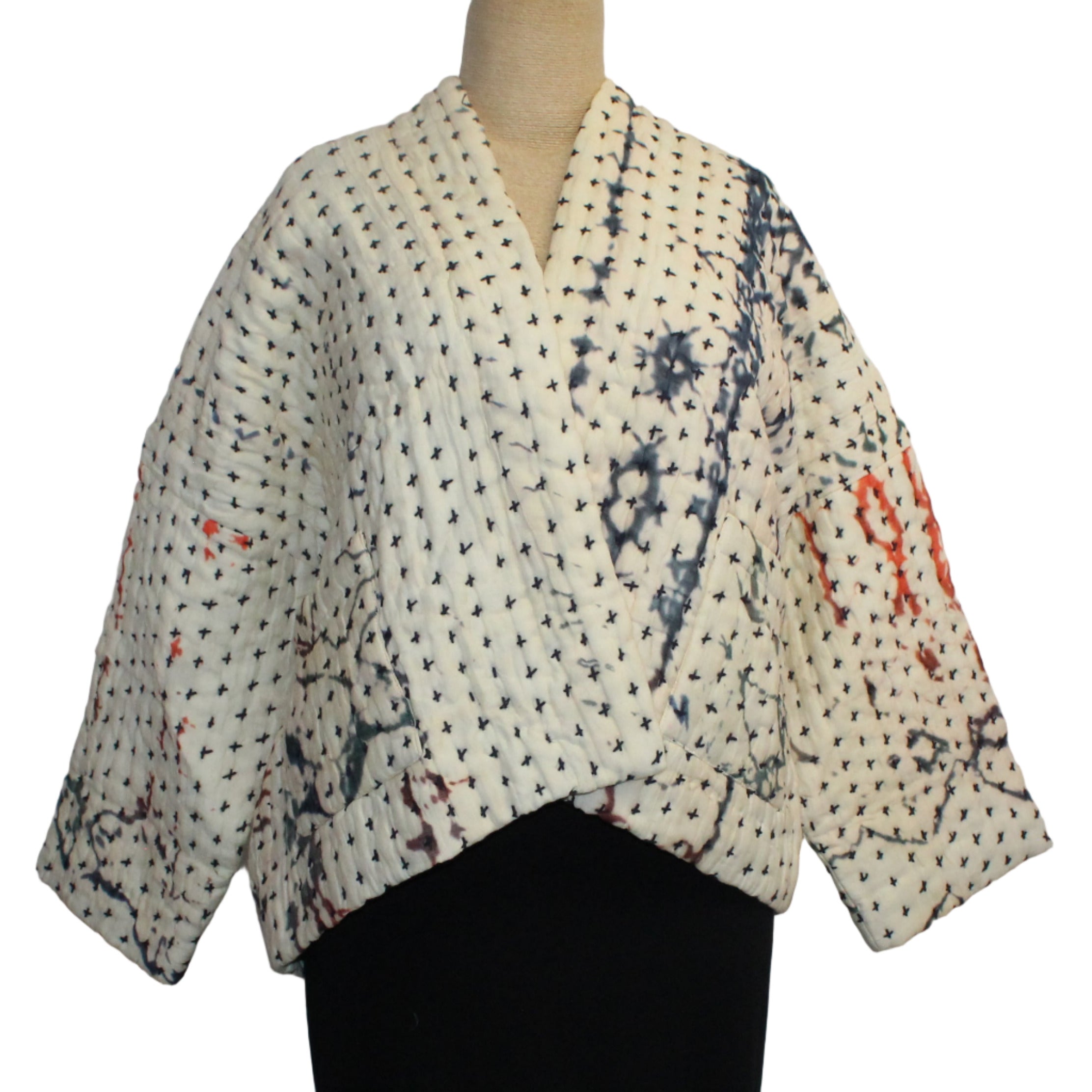 Neeru Kumar Jacket, Ivory/Blue M/L