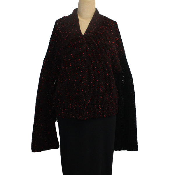 Pier Antonio Gaspari Cardigan, Bottonato, Black/Flame Red M & L