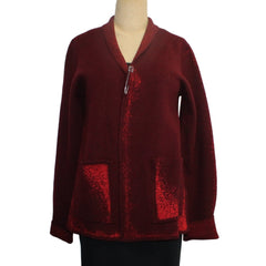 Pier Antonio Gaspari Cardigan, Jacquard, Bordeaux XS