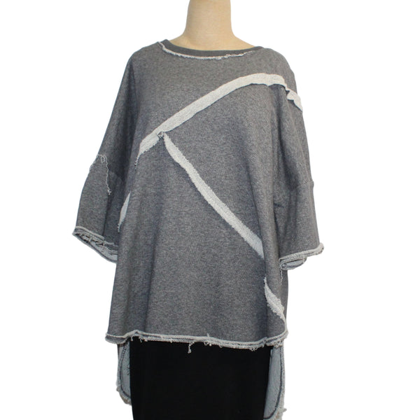 Amano Top, Spliced Terry, Grey/White, L/XL