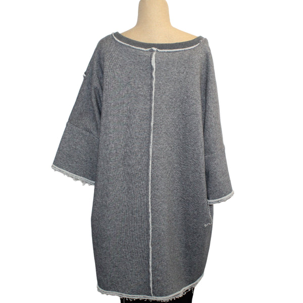 Amano Top, Spliced Terry, Grey/White, L/XL