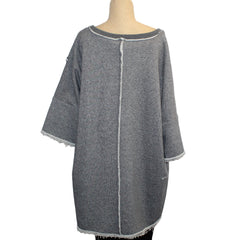 Amano Top, Spliced Terry, Grey/White, L/XL