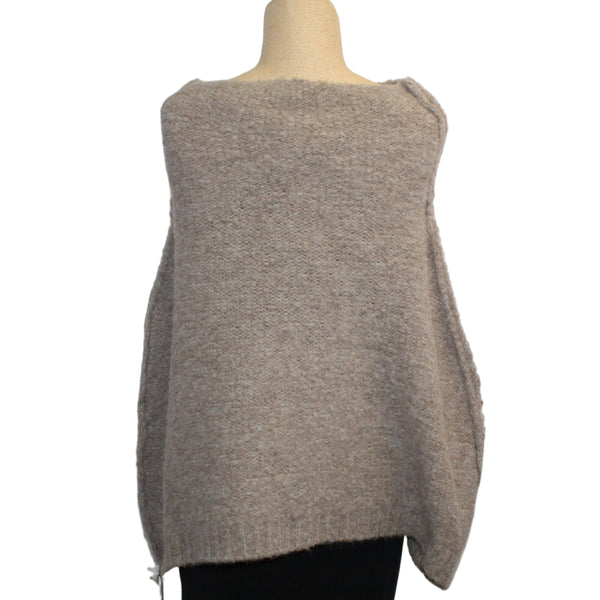 Amano Shrug, Alpaca, Foil Handprint, Oatmeal/Gold, S/M