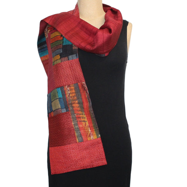 Darshan Shah Scarf/Stole, Red/Multi
