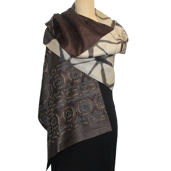 Darshan Shah Shawl/Scarf, Brown/Beige/Blue