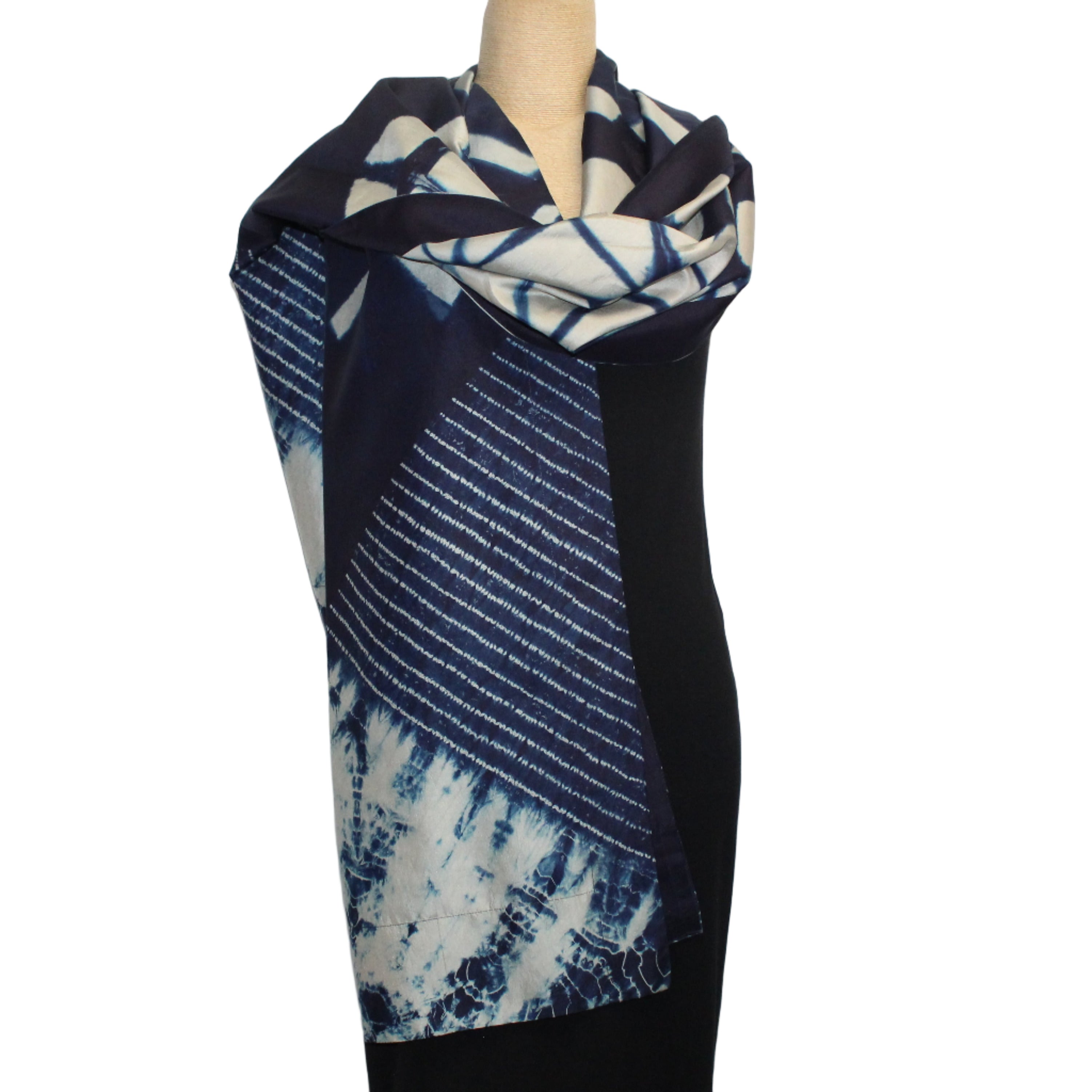 Darshan Shah Shawl/Scarf, Indigo/Pearl