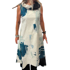 Ingrid Munt Dress, White/Teal/Black XS & S