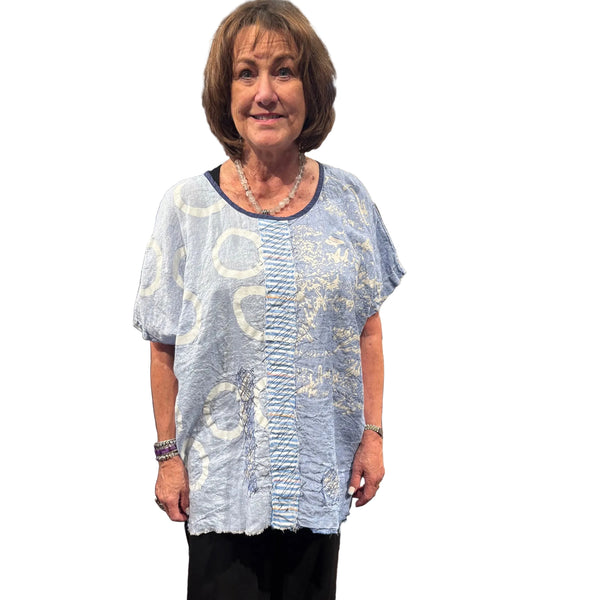 Mara Gibbucci Pullover, Blues/Ecru XL