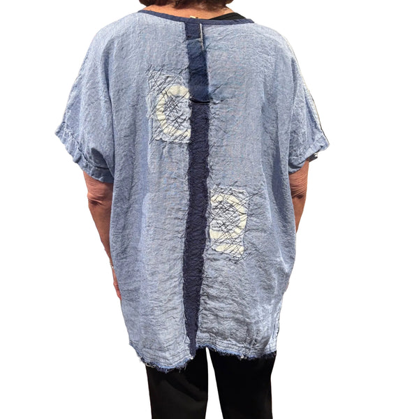 Mara Gibbucci Pullover, Blues/Ecru XL