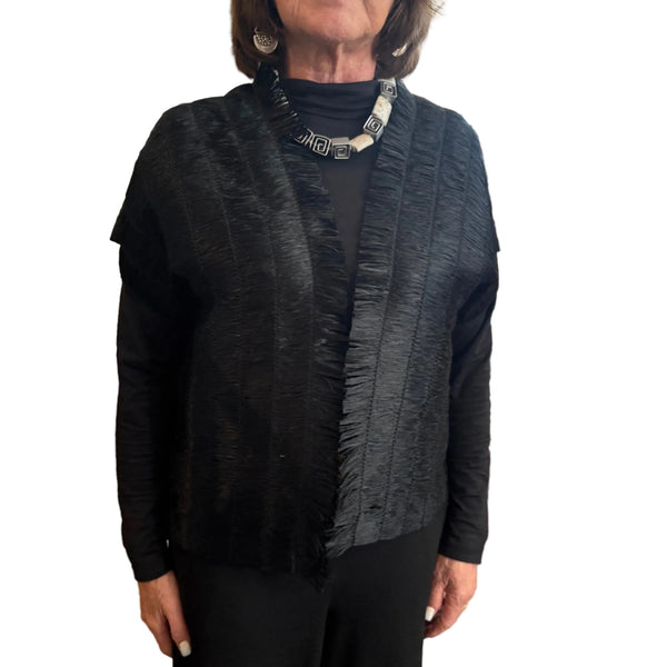 Pier Antonio Gaspari Vest, Raffia, Black S & M/L