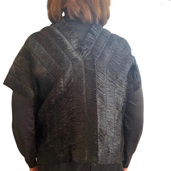 Pier Antonio Gaspari Vest, Raffia, Black S & M/L