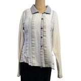 Deborah Cross Shirt, Curve, White/Cream/Grey, XS