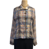Deborah Cross Shirt, Plaid, Beige/Blue/Purple XXS