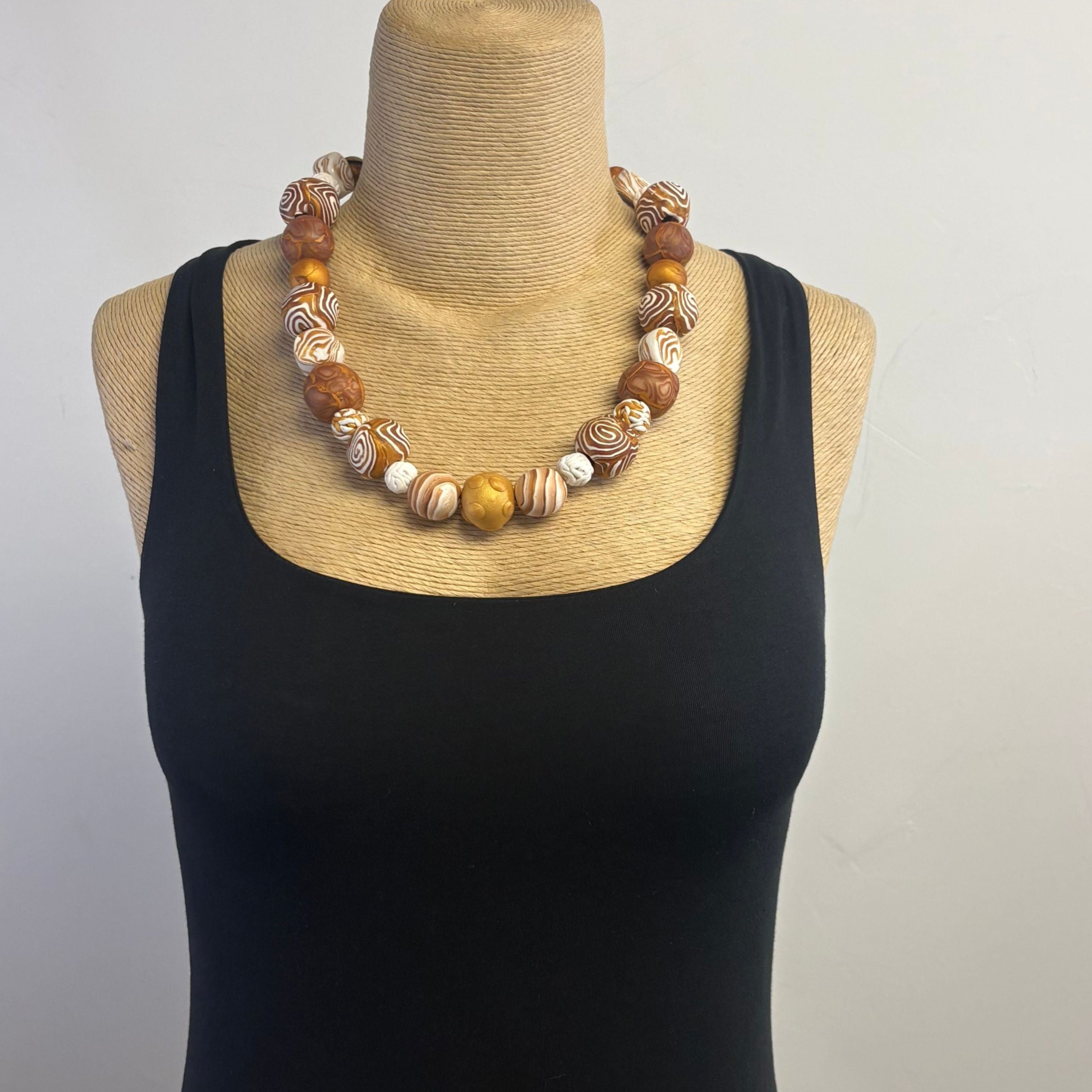 Dawn Siebel Long Choker, Caramel Candy, Brown & White
