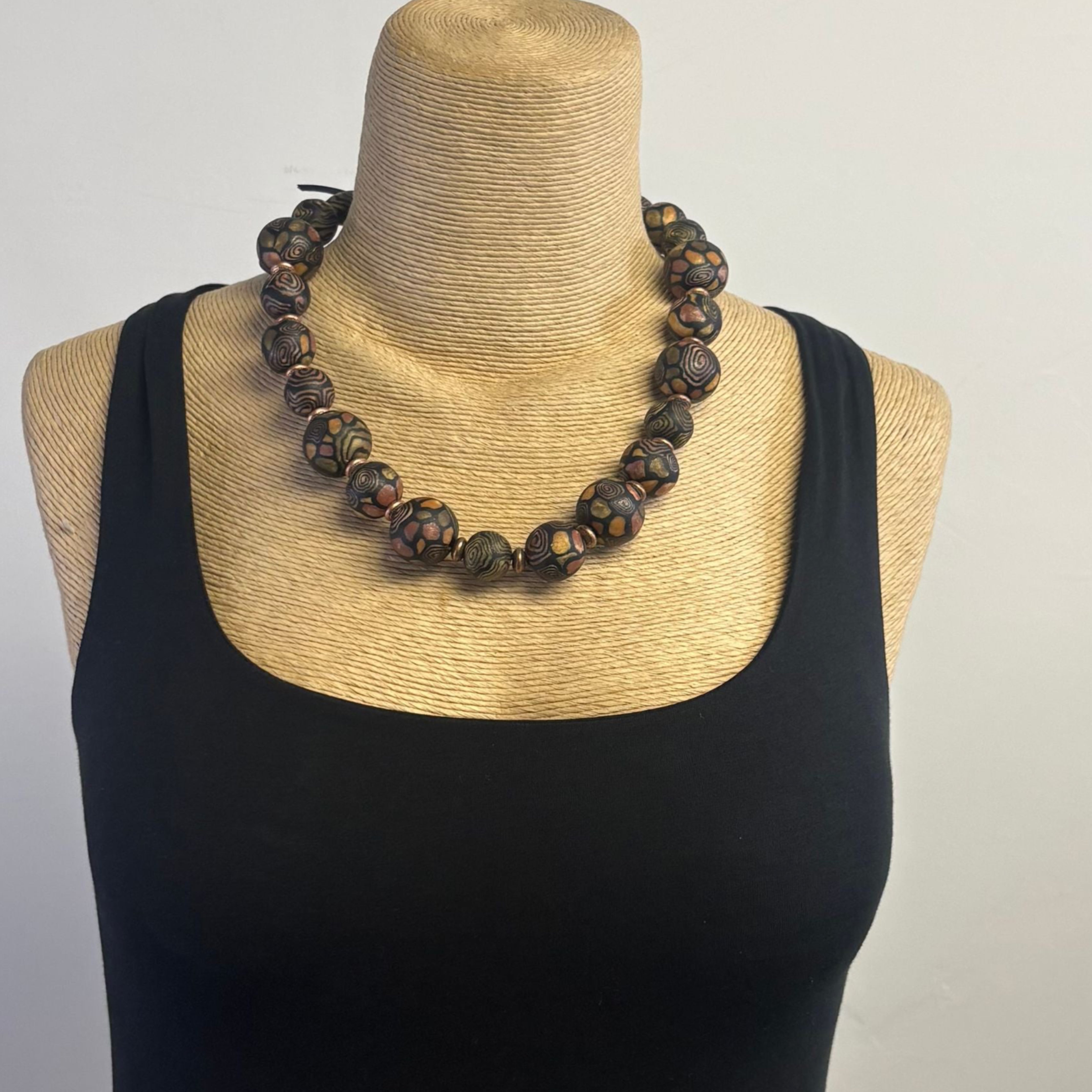 Dawn Siebel Long Choker, Gold, Copper, Bronze & Black
