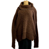 Amano Sweater, Alpaca, Saddle Hand Stitch, Mocha/White S/M