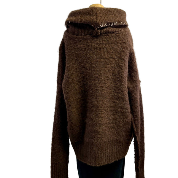 Amano Sweater, Alpaca, Saddle Hand Stitch, Mocha/White S/M