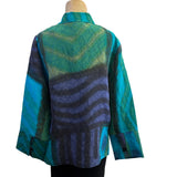 Kay Chapman Jacket, Loop Button, Patchwork, Turquoise/Green  S