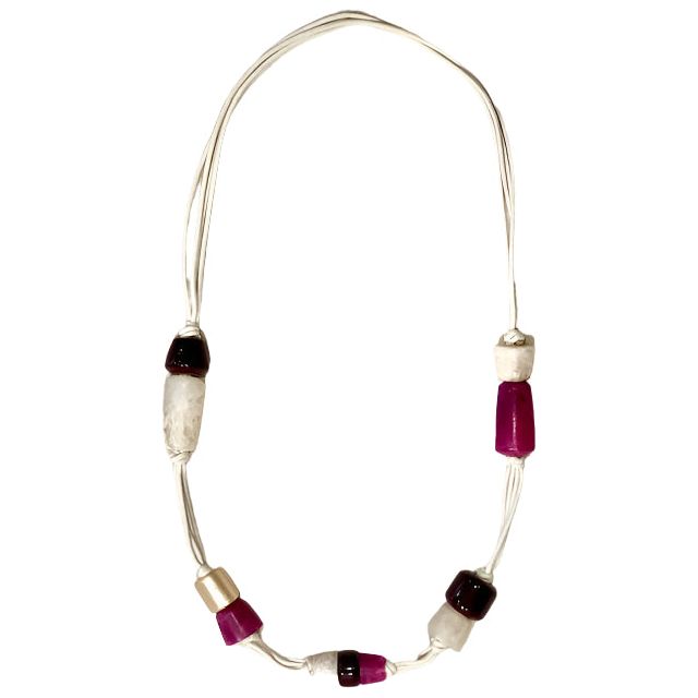 Marina & Suzanne Sent Necklace, Long, Purple Cylinder, Rectangle, Black Circle