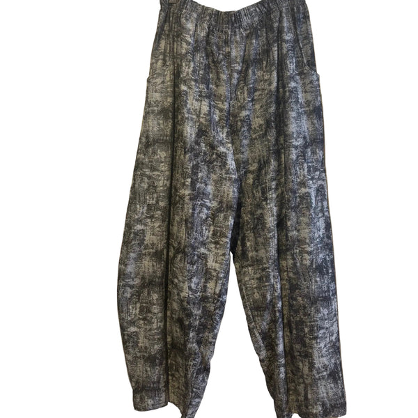 Dress To Kill Pant, Abstract Puzzle, Charcoal Grey/Silver S/M & M/XL