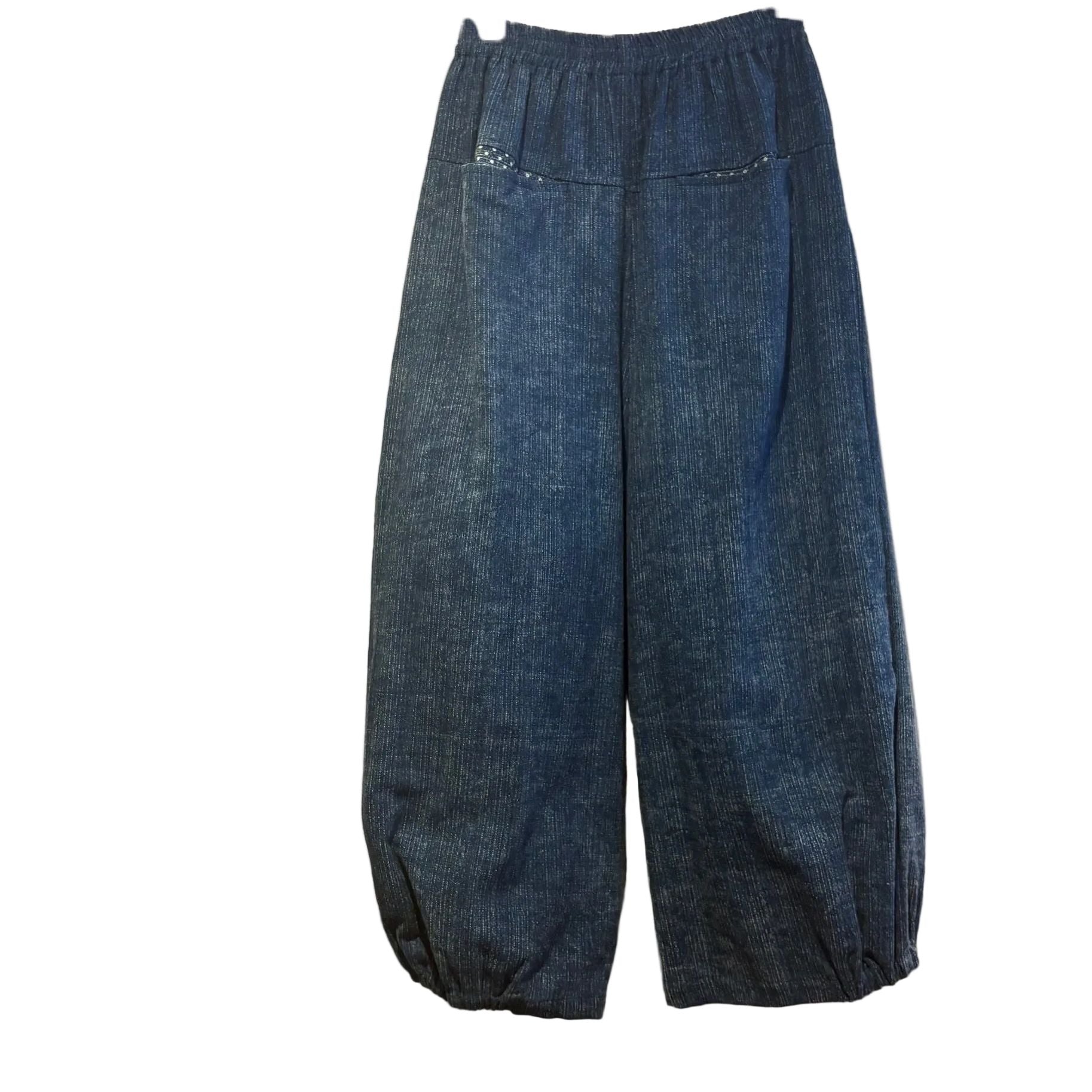 Yaza Pants, Hem Gather, Indigo S/M & L/XL