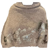 Amano Shrug, Alpaca, Foil Handprint, Oatmeal/Gold, S/M