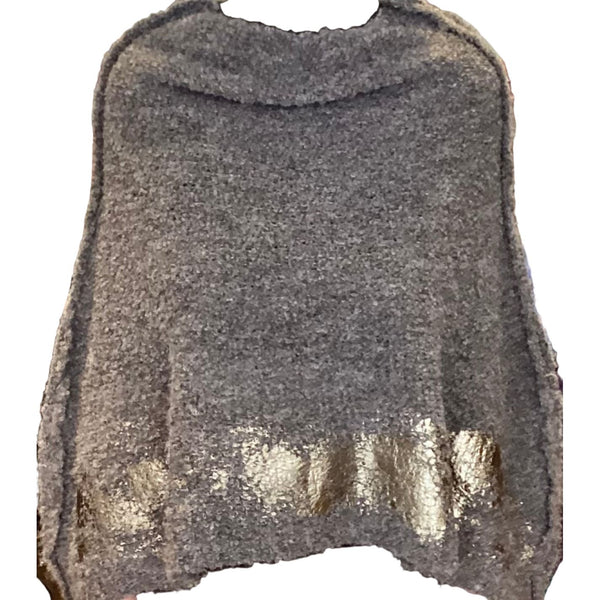 Amano Shrug, Alpaca, Foil Handprint, Grey/Gold, S-L