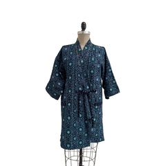 Holly Badgley Kimono, Ikat, Indigo/Green M/L
