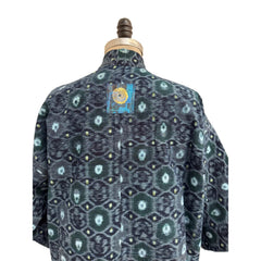 Holly Badgley Kimono, Ikat, Indigo/Green M/L