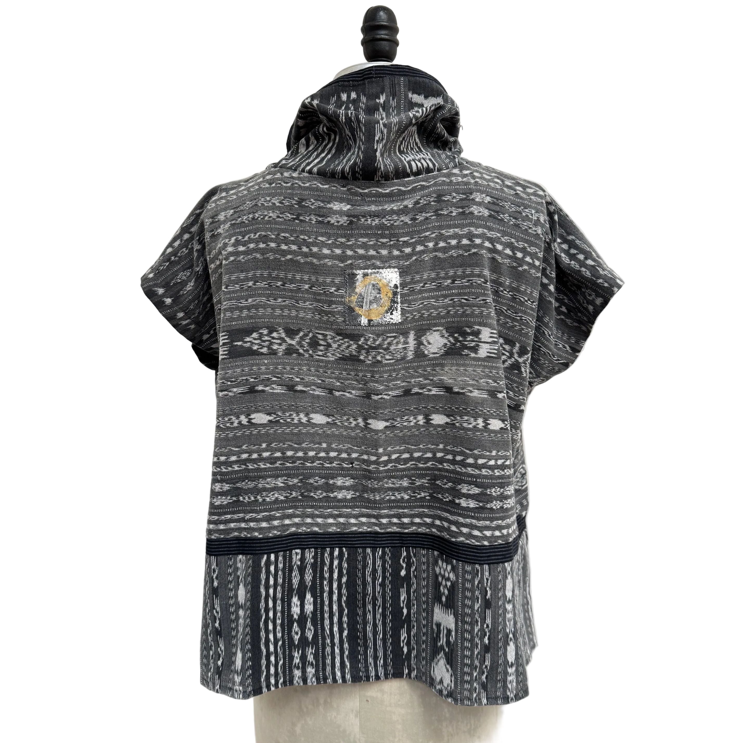 Holly Badgley Pullover, Cowl, Grey Ikat M/L