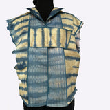 Judith Bird Vest, Short, Ikat Uzbekistan, Blue/Cream, M