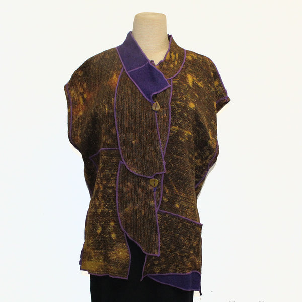 Judith Bird Vest, Rust/Gold-Yellow/Purple, M