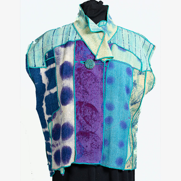 Judith Bird Vest, Short, Purple/Aqua/Blue, S