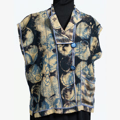 Judith Bird Vest, Short, Blue/Black/Tan, S