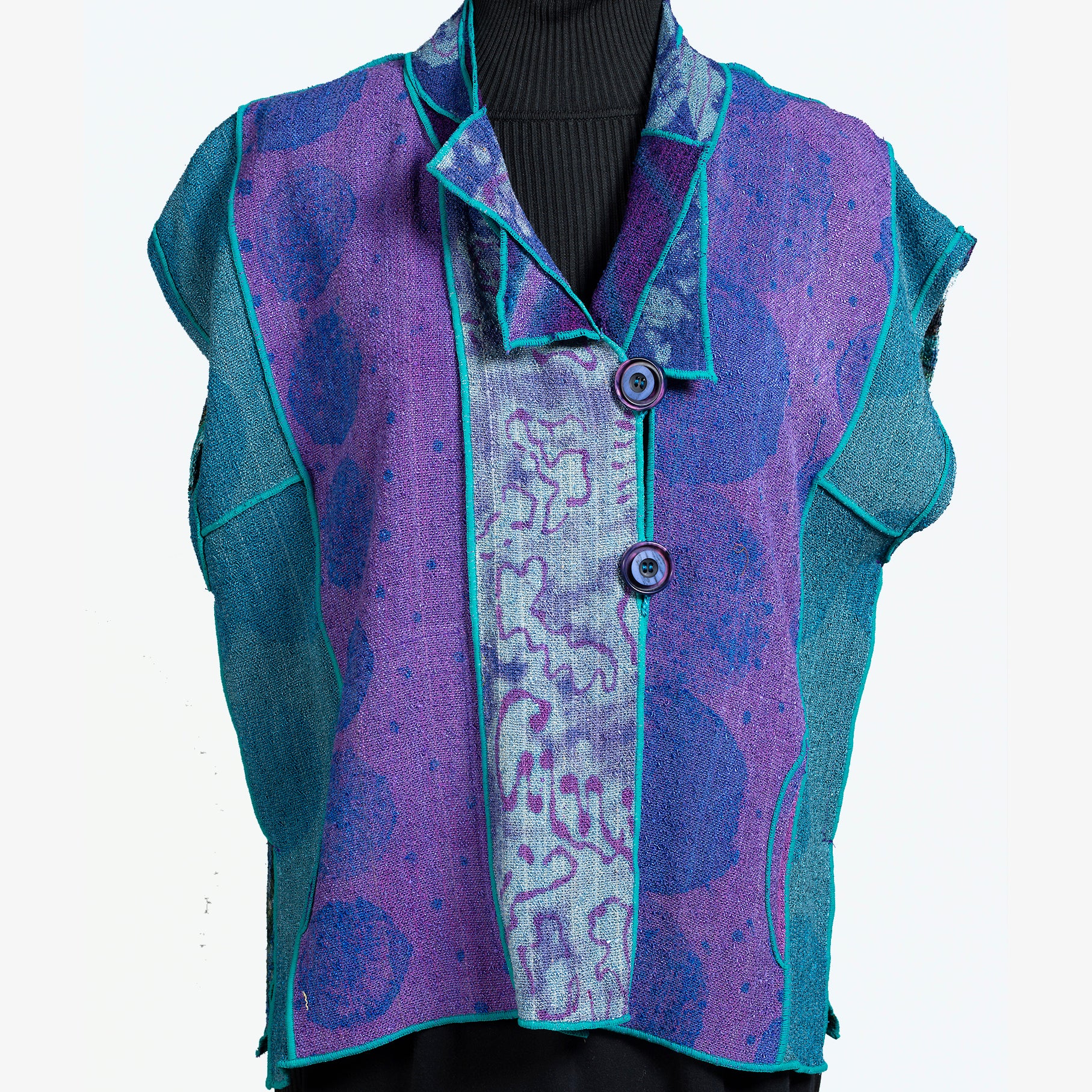 Judith Bird Vest, Short, Purple/Turquoise/Blue, S/M