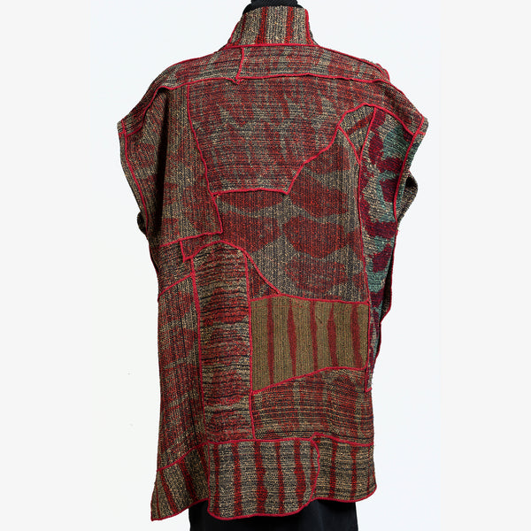Judith Bird Vest, Long, Red/Toast Tweed, L