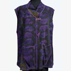 Judith Bird Vest, Long, Purple/Olive, M