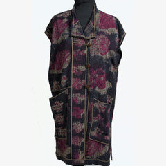 Judith Bird Vest, Long, Magenta/Tan/Black Tweed, M/L