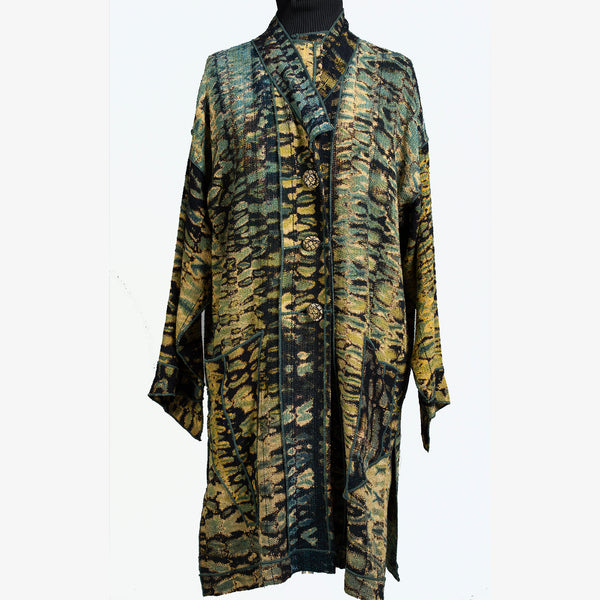 Judith Bird Coat, Shibori, Winter Forest Moss, M
